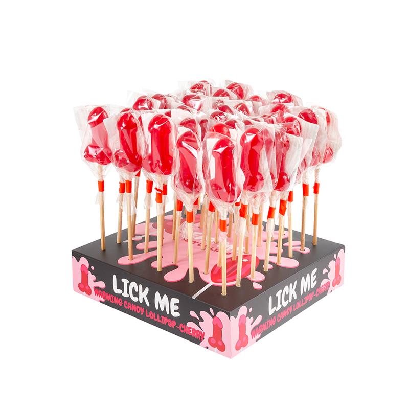 Display Piruleta Pene Cereza Efecto Calor Picante 40pcs