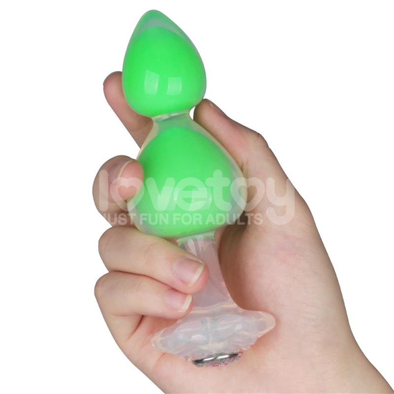 Gemoria Plug Anal Silicona Bola Interna Acero Brilla en la Oscuridad