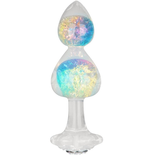 Gemoria Plug Anal de Silicona con Centro de Cristal Multicolor