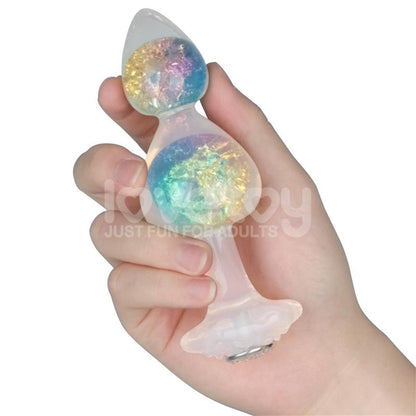Gemoria Plug Anal de Silicona con Centro de Cristal Multicolor