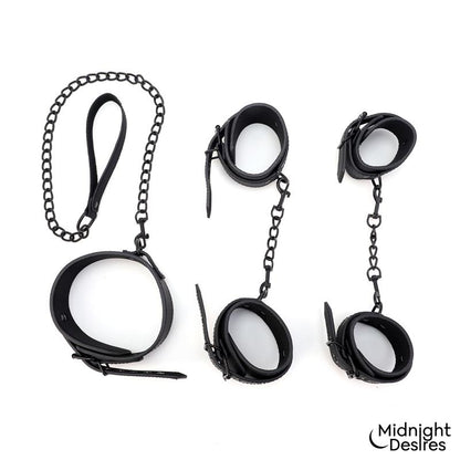 Set de Restricciones con Esposas y Collar con Correa