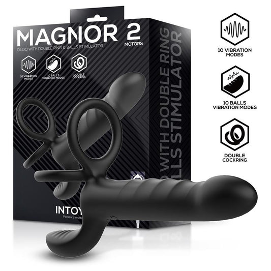 Magnor Dildo con Anillo Doble y Estimulador de Testiculos