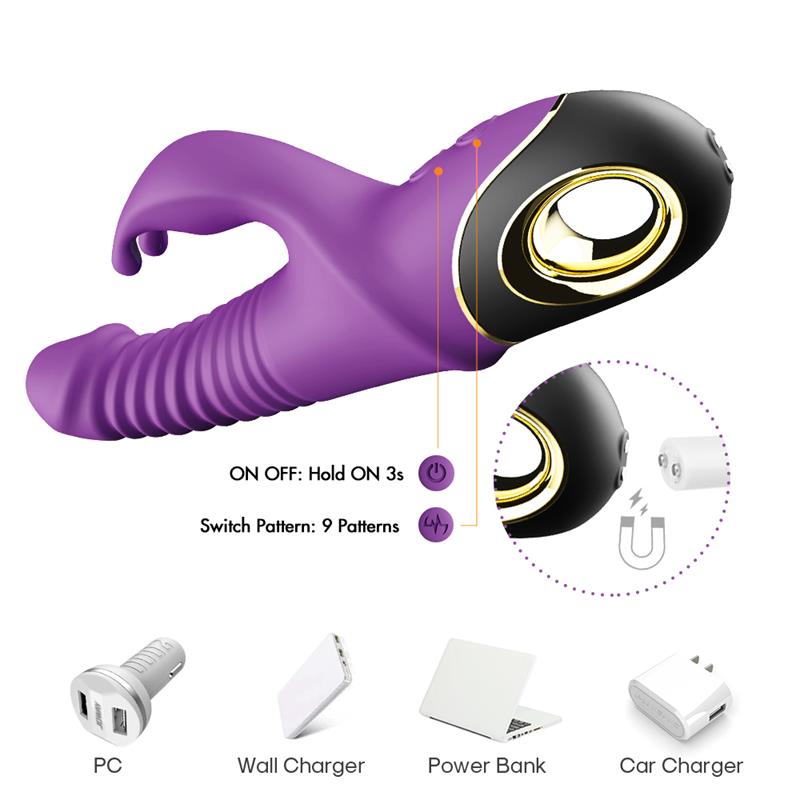 Vibrador con Thrusting y Oscilacion 360º Purpura