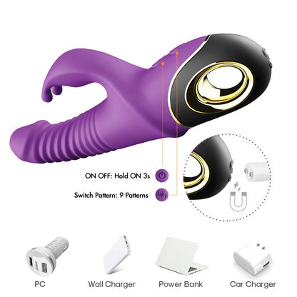 Vibrador con Thrusting y Oscilacion 360º Purpura
