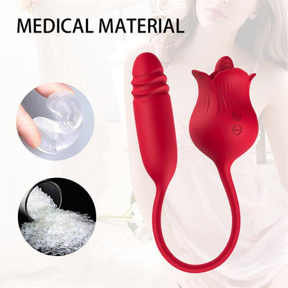 Rosa Vibradora con Licking y Thrusting USB