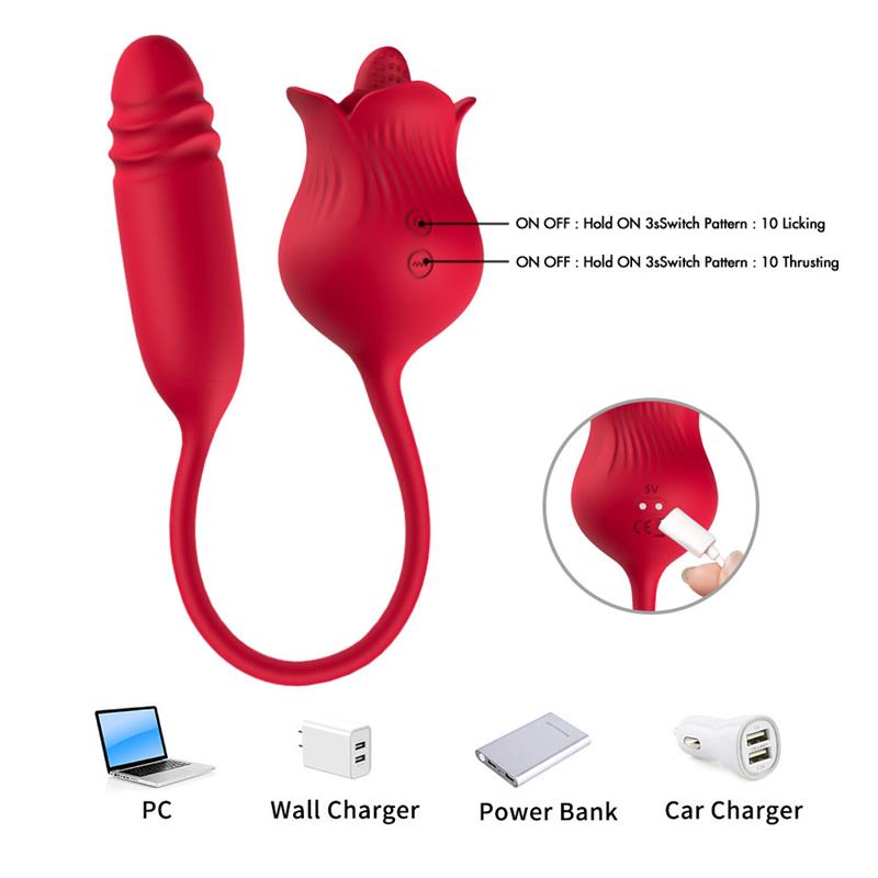 Rosa Vibradora con Licking y Thrusting USB