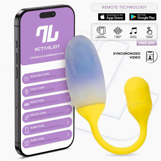 NexEgg Huevo Vibrador Doble Capa Silicona App Amarillo Purpura